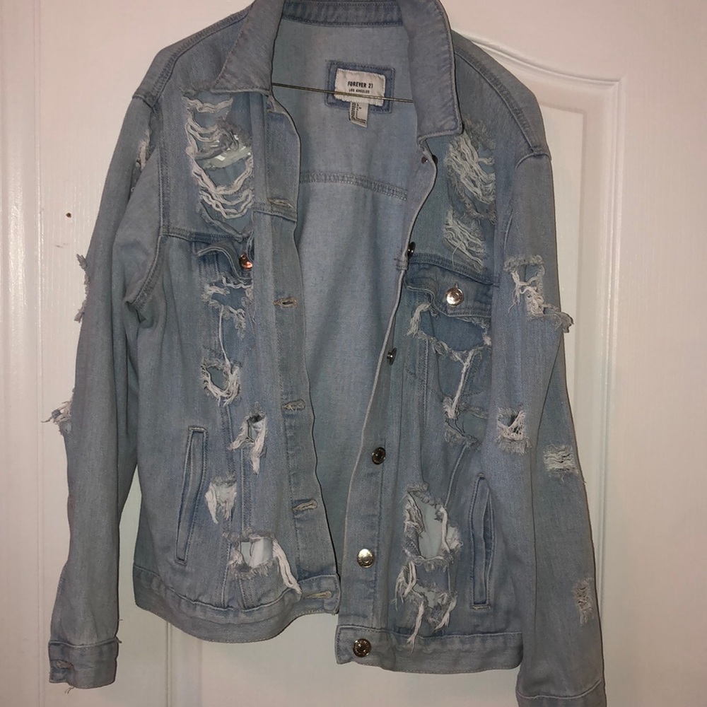 Distressed jean jacket